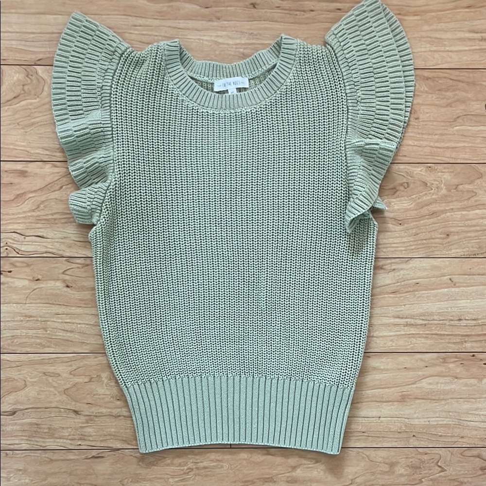 Free the Roses Light Green Knit Sweater